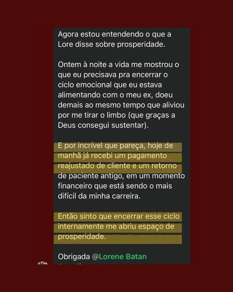 Depoimento encerramento de ciclo